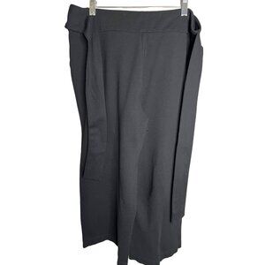 Joe Fresh Women's Large Pants-Capri Black Tie Waist Wide Leg Stretch Goth